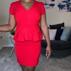 Forever 21 Red Ruffle Short Sleeve Dress Size M